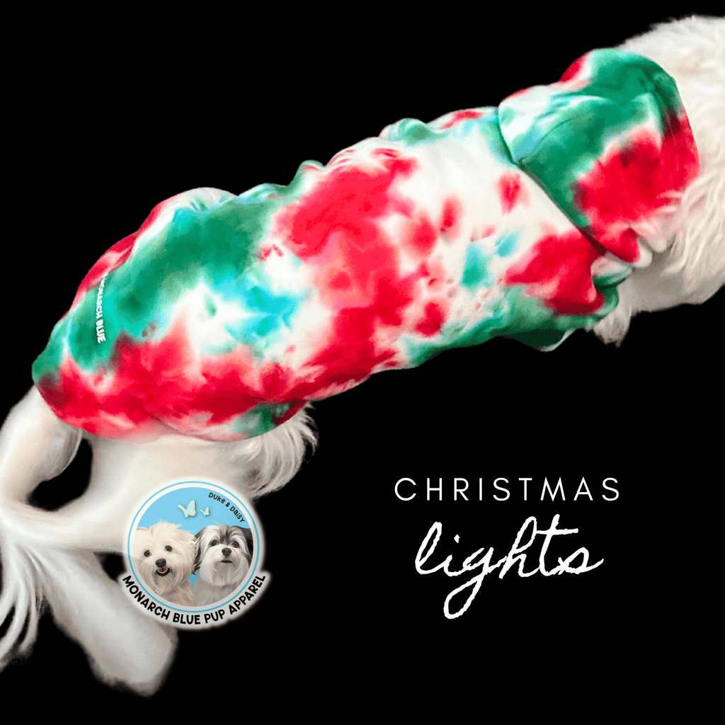 🎄🐾 Give your furry friend some holiday sparkle with our Christmas Lights Tie Dye Dog Hoodie! The cutest way to spread holiday cheer. #DogHoodie #ChristmasForDogsDuke-approved! - Because your furry friend deserves the best! All hoodies are made to order