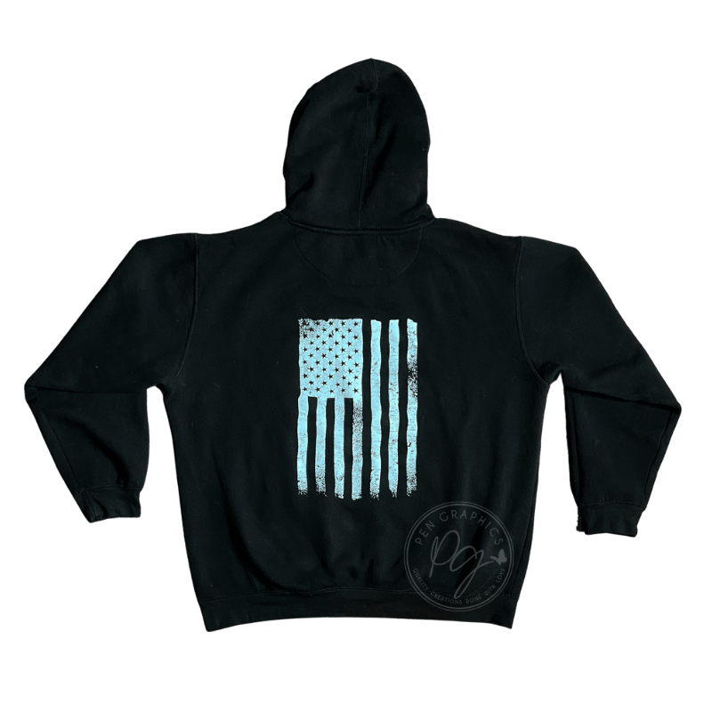 AMERICAN FLAG Men's & Women's Black Hoodie - Pen Graphics